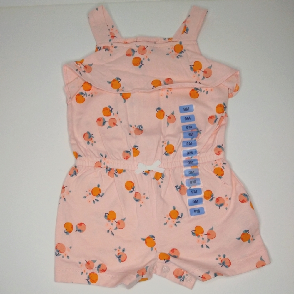 Carter's Baby Girl Peach Cotton Romper